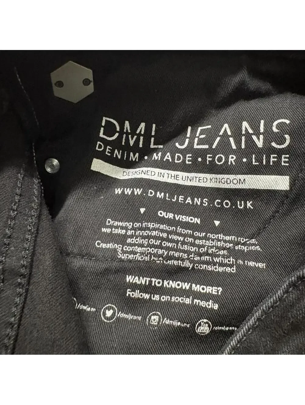 DML Jeans Mens 30x30 Black Moto Biker Denim Slim Straight Leg Pants